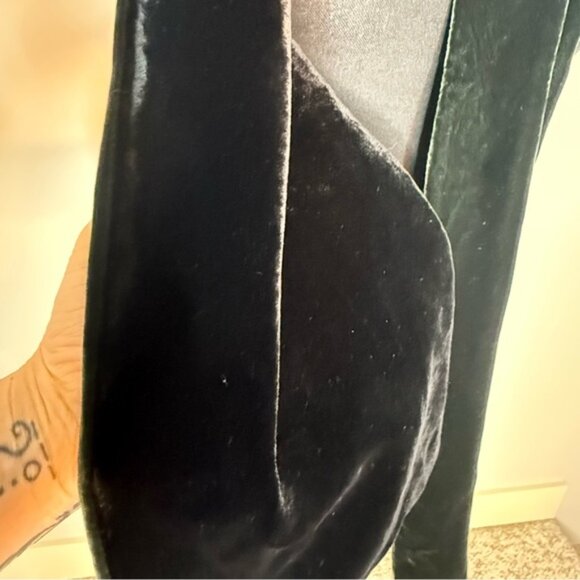 DANIER Black Velvet Scarf Dark Emerald Green Silk Shawl - Picture 5 of 9